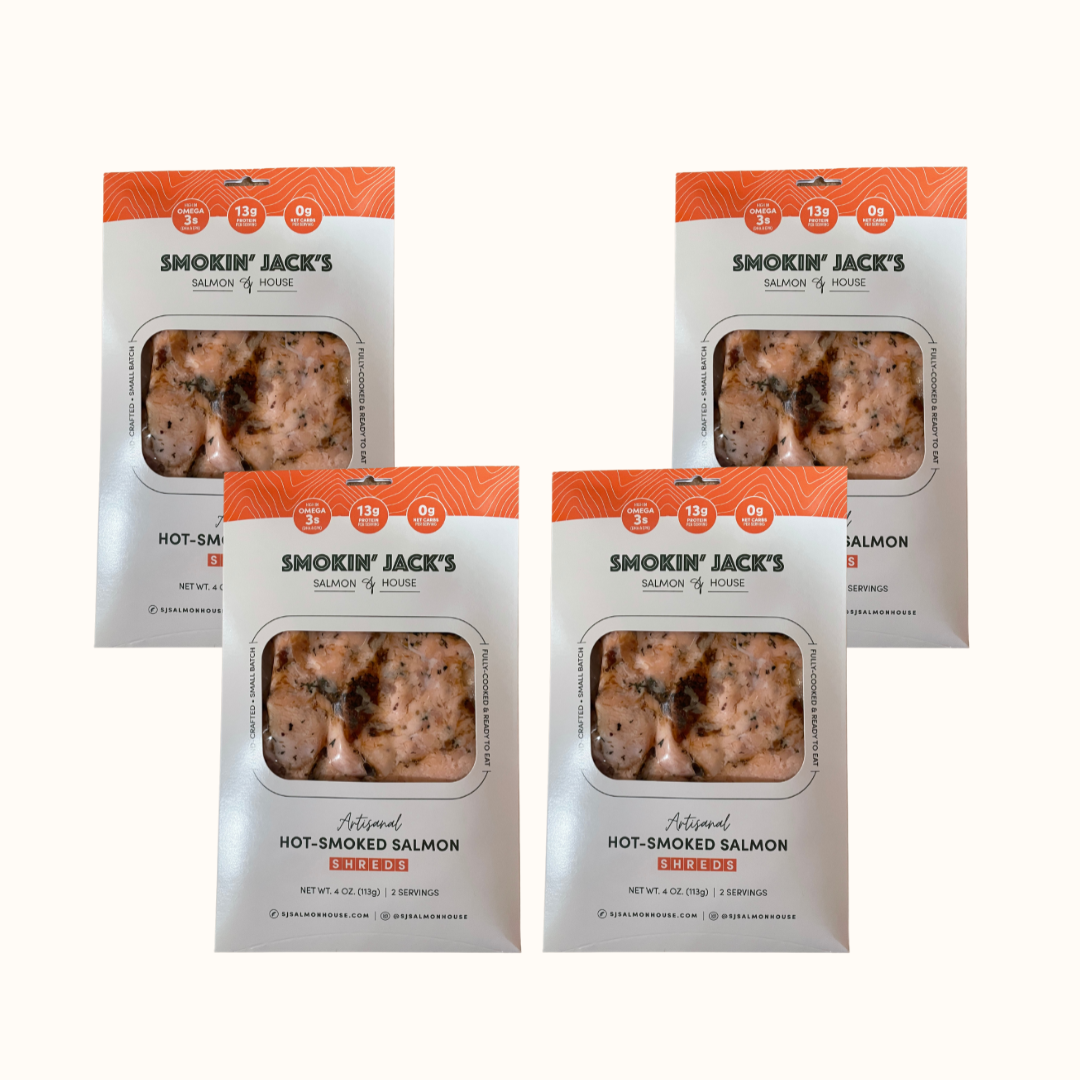 Hot Smoked Salmon SHREDS (4 pack)